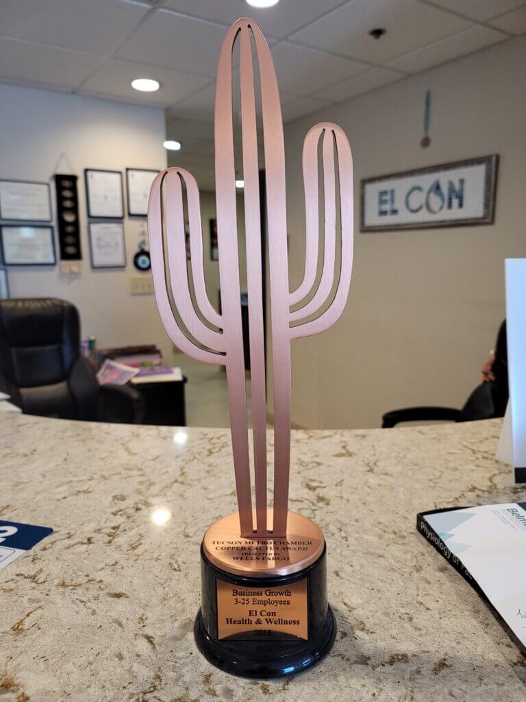 Tucson metro chamber growth award on reception counter